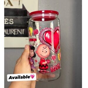 Peanuts cartoon characters valentines 16oz cup